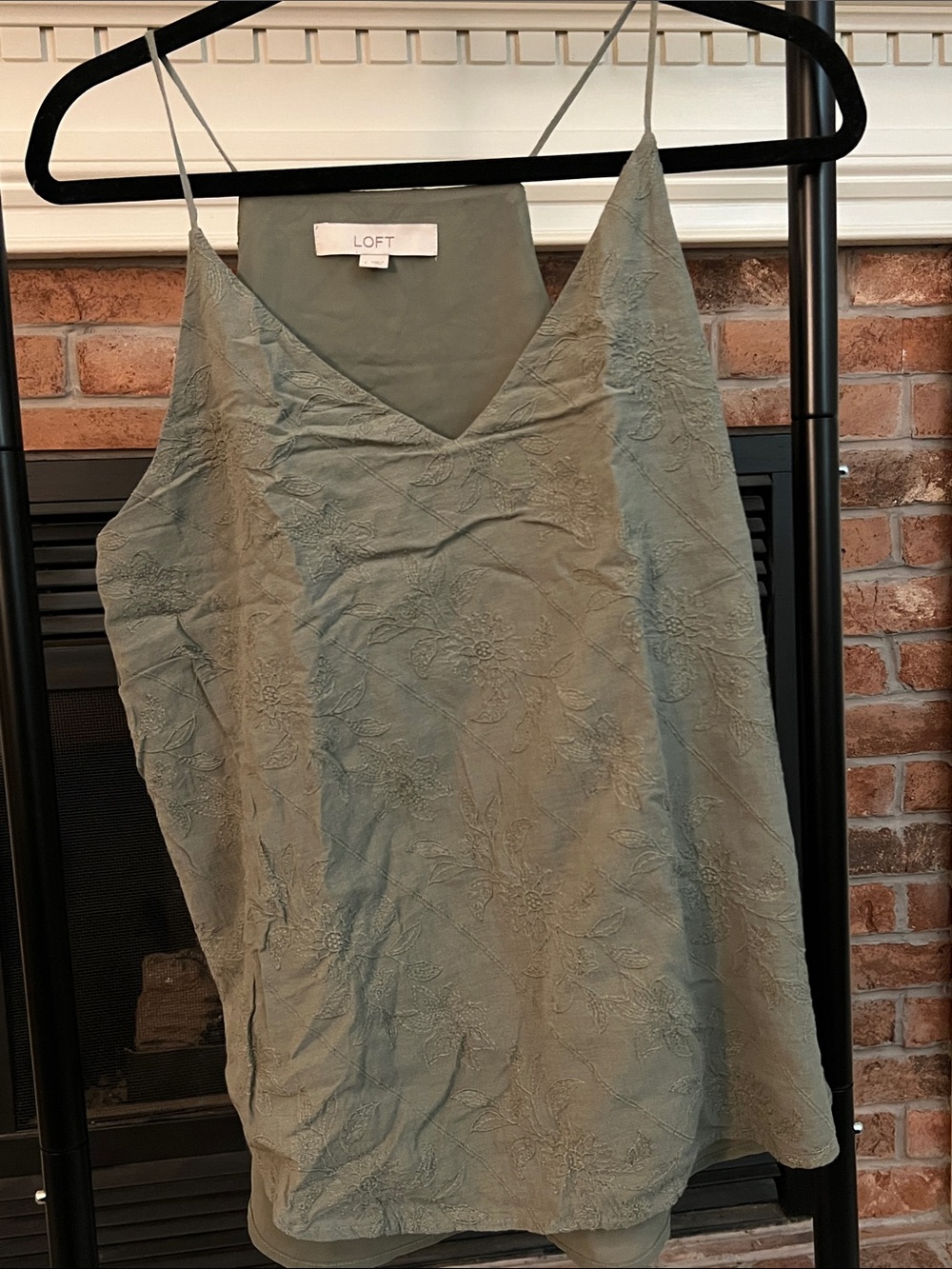 LOFT Sage Green Embroidered Slip Cami